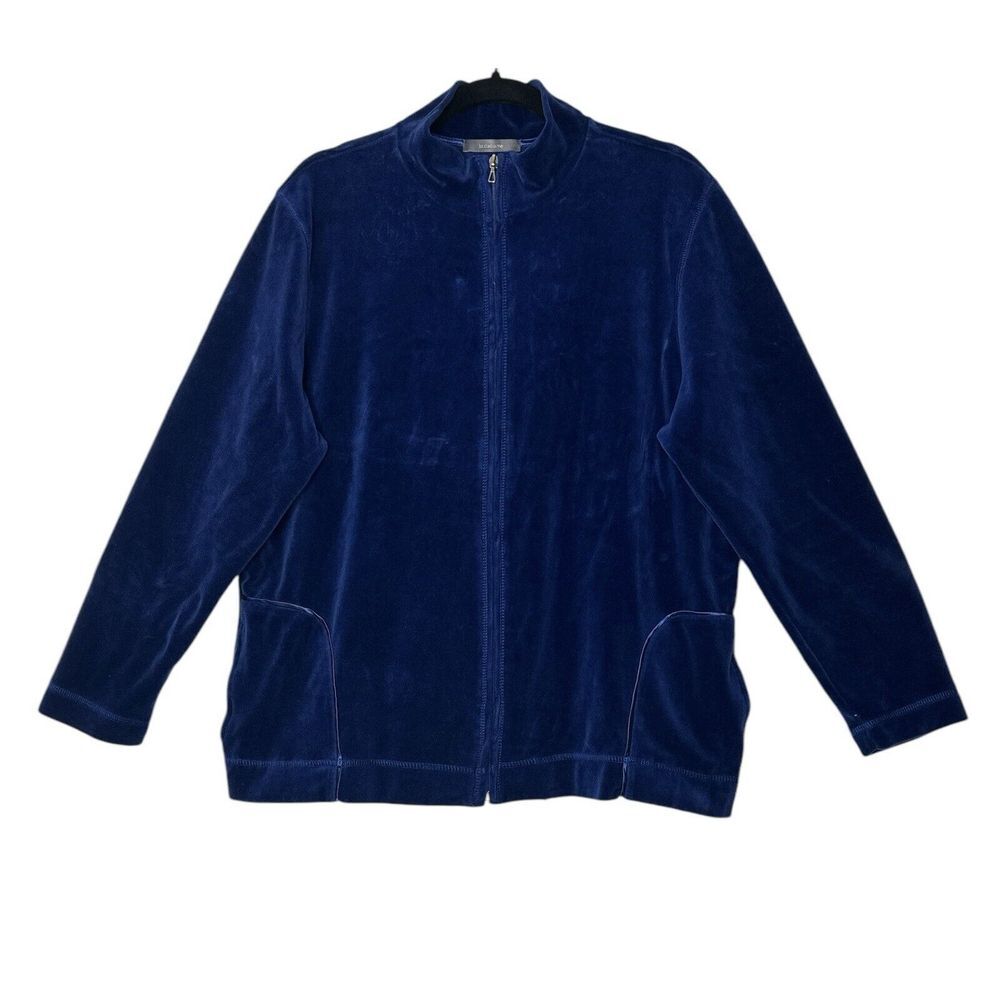 Liz‎ Claiborne Jacket Women 1X  Blue Velvet Full Zip Outdoor Cozycore Packets